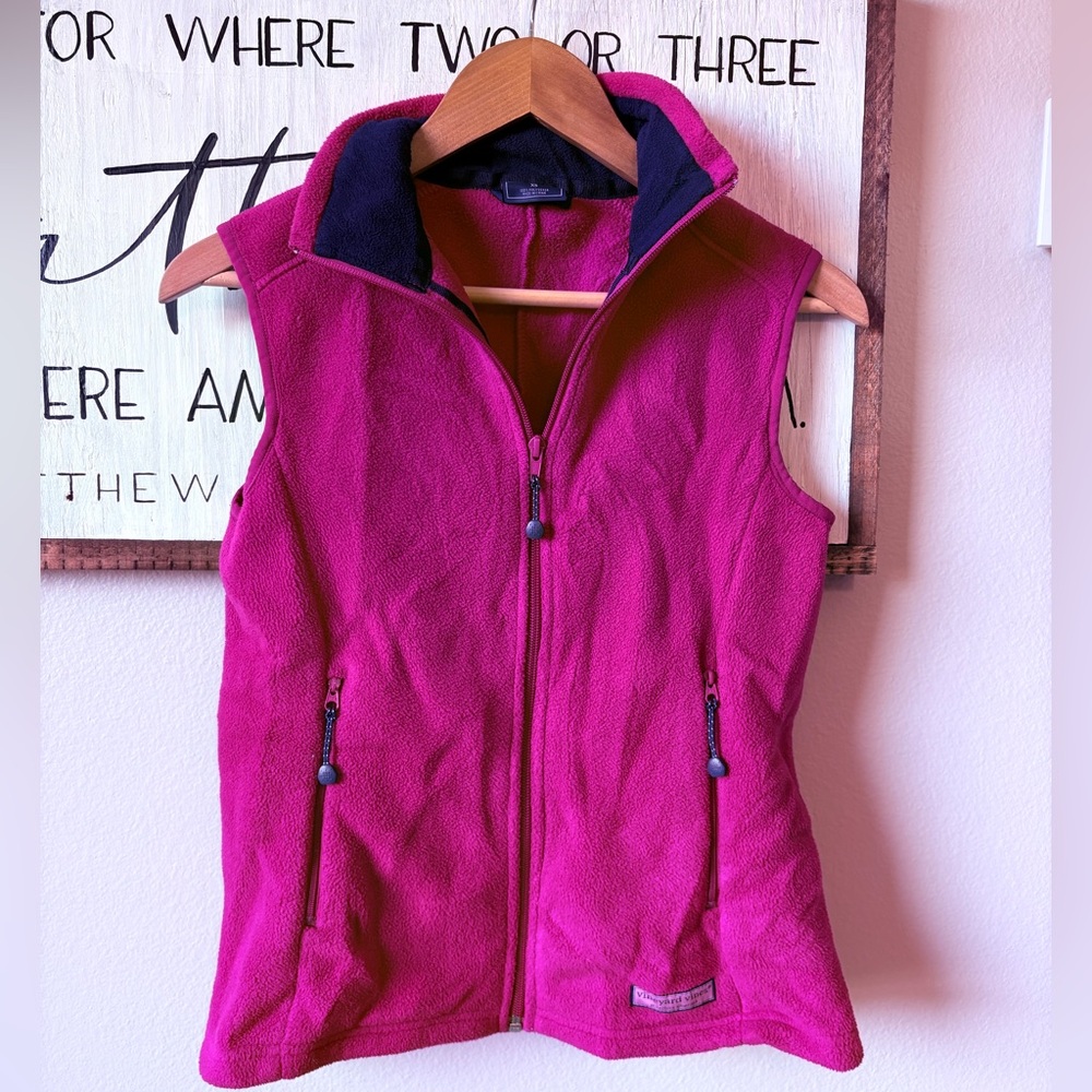 Vineyard Vines Magenta Fleece Vest
